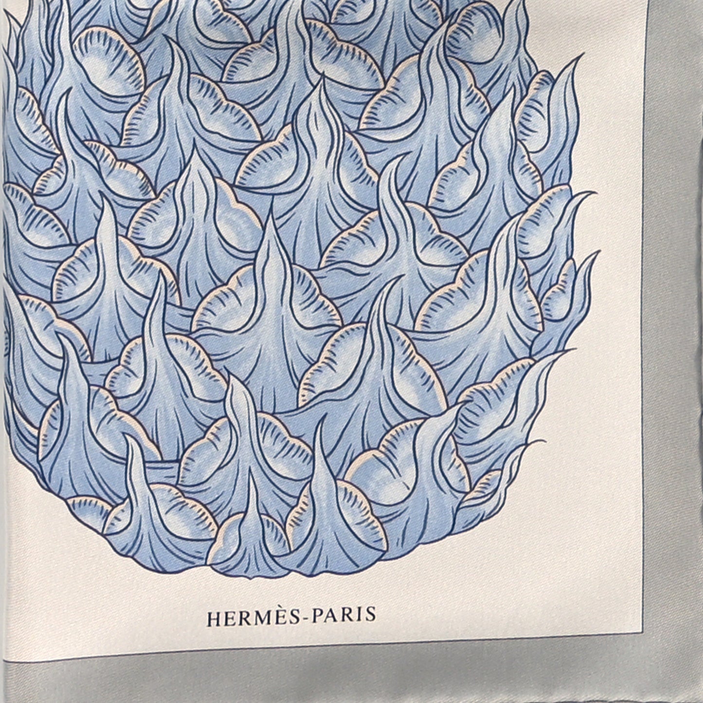 Silk Index Bromeliaceae Scarf 90 Gris Argent Bleu Vert Amande