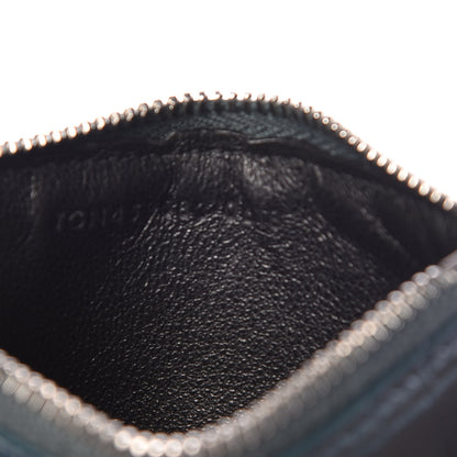 Saint Laurent Calfskin Crocodile Embossed 5 Fragments Zip Card Case Dark Green 7 of 7