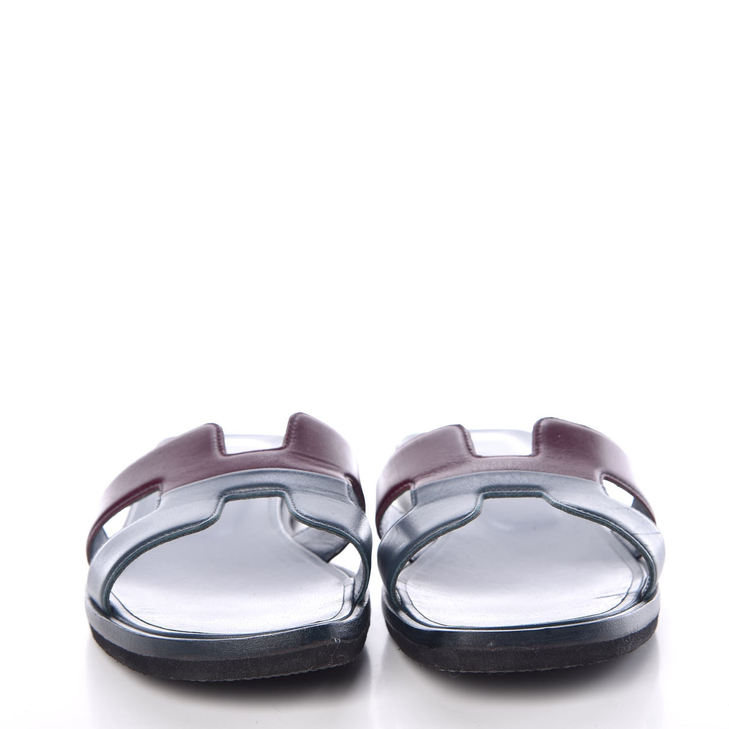 Box Calfskin Oran Sandals 37 Bleu Ardoise Bordeaux