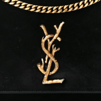 Saint Laurent Suede Medium Classic Monogram Kate Satchel Black 9 of 11