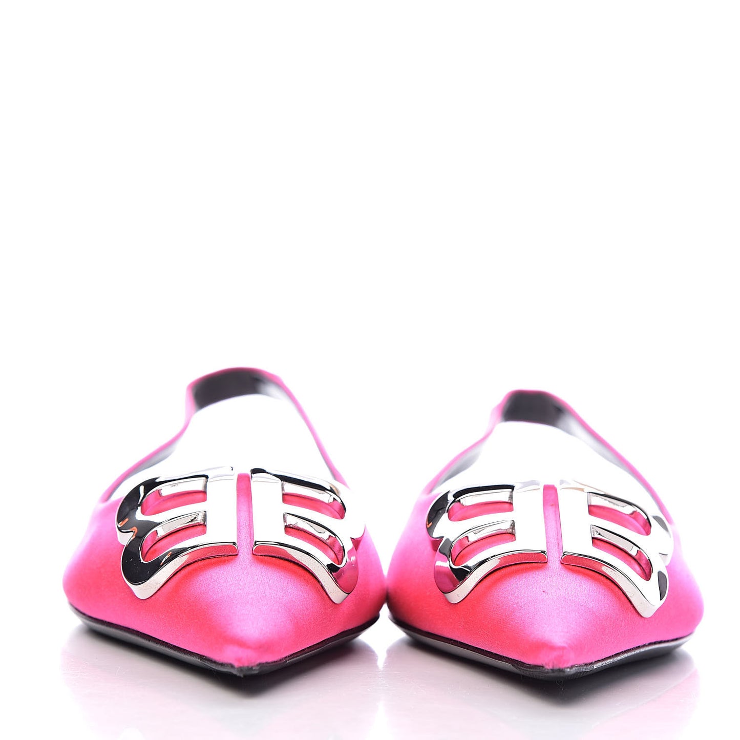 Satin BB Knife Pointy Toe Slingback Flats 38.5 Neon Pink