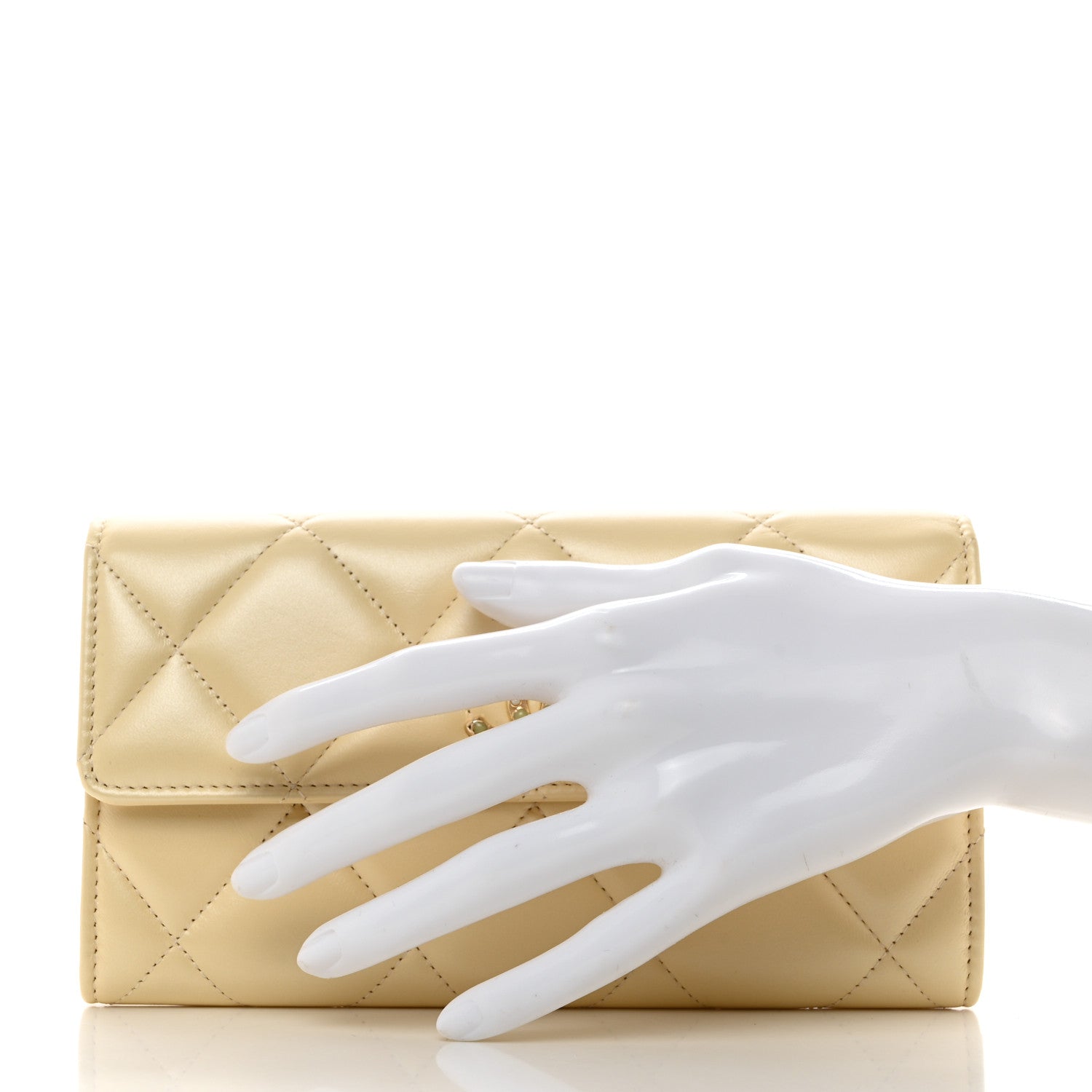 Chanel Iridescent Lambskin Quilted CC Flap Wallet Beige 2 of 11