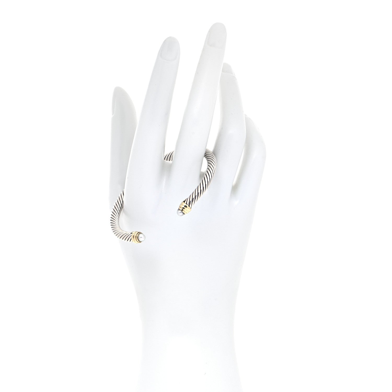 David Yurman Sterling Silver 14K Yellow Gold Pearl 5mm Cable Classics Petite Color Bracelet 2 of 4