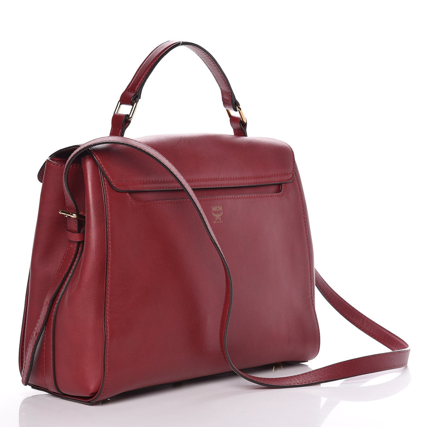 Calfskin Top Handle Satchel Red