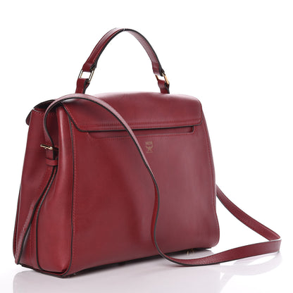 MCM Calfskin Top Handle Satchel Red 3 of 16