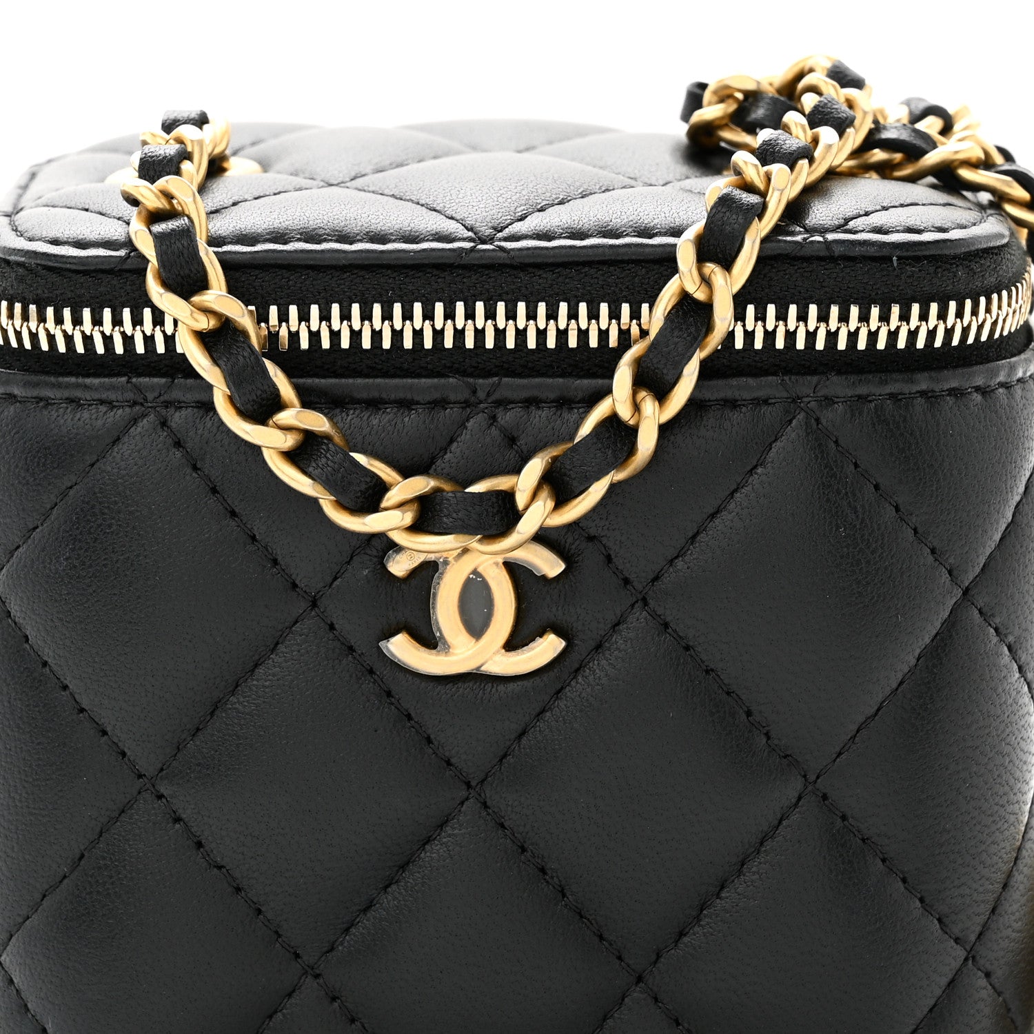 Chanel Lambskin Quilted Mini Pearl Crush Vanity Case With Chain Black 8 of 11