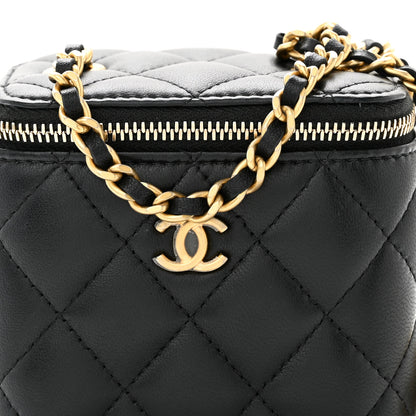 Chanel Lambskin Quilted Mini Pearl Crush Vanity Case With Chain Black 8 of 11
