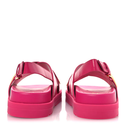 Gucci Calfskin Elizabeth Nappa Charlotte Logo Slingback Sandals 36 Fancy Fuchsia 6 of 11