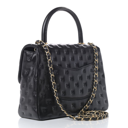 Chanel Lambskin Cross Stitch Small Coco Handle Flap Dark Black 2 of 12