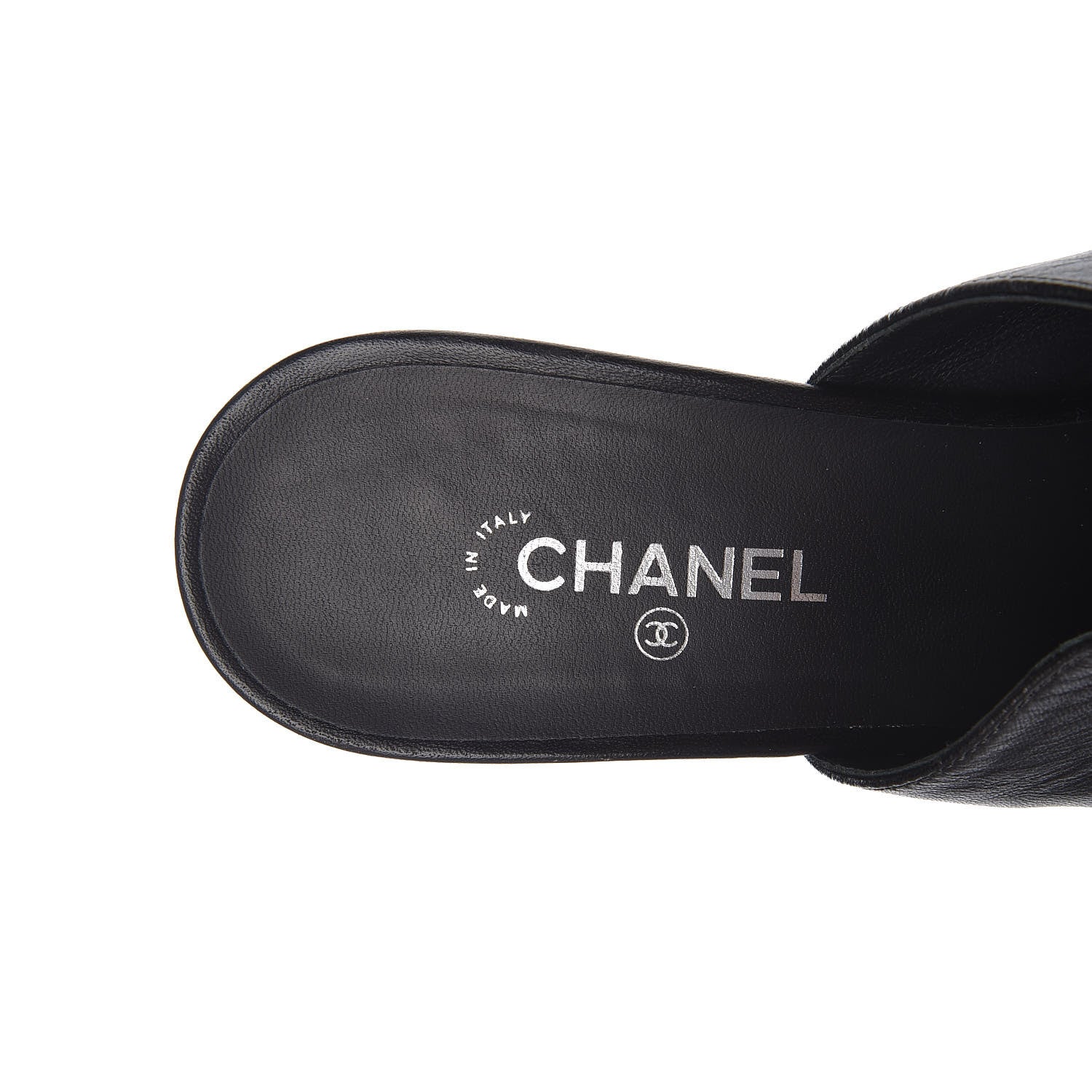 Chanel Lambskin Cap Toe CC Mules 38 Black 6 of 14