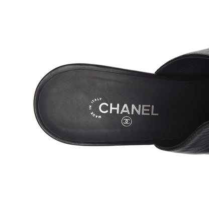 Chanel Lambskin Cap Toe CC Mules 38 Black 6 of 14