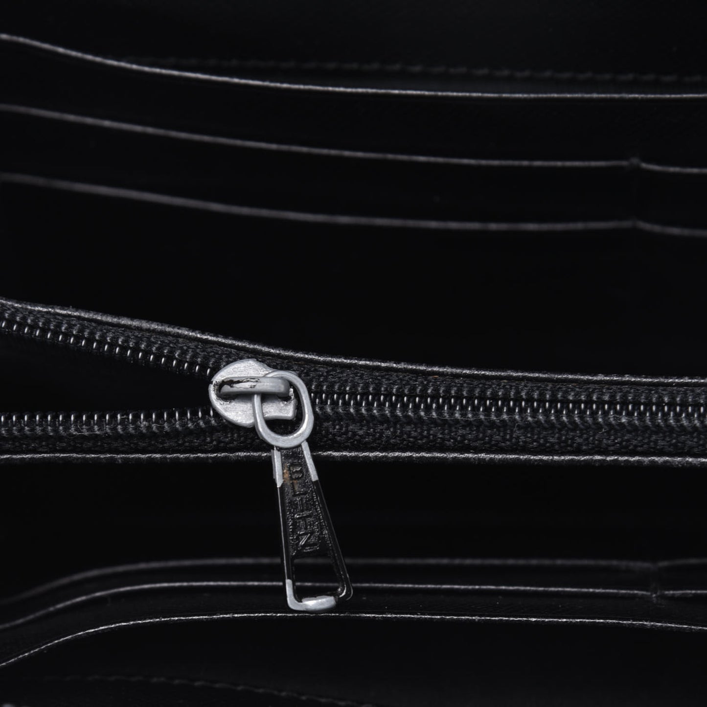 Tessuto Nylon Quilted Zip Around Wallet Black