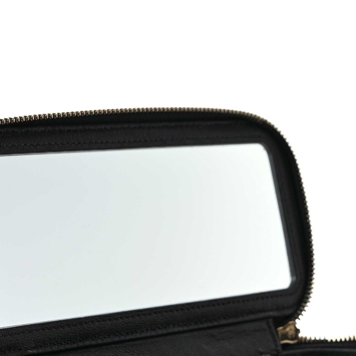 Lambskin Quilted Small Top Handle Vanity Case With Chain Black