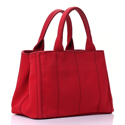Prada Canapa Small Logo Tote Rosso Talco 2 of 4