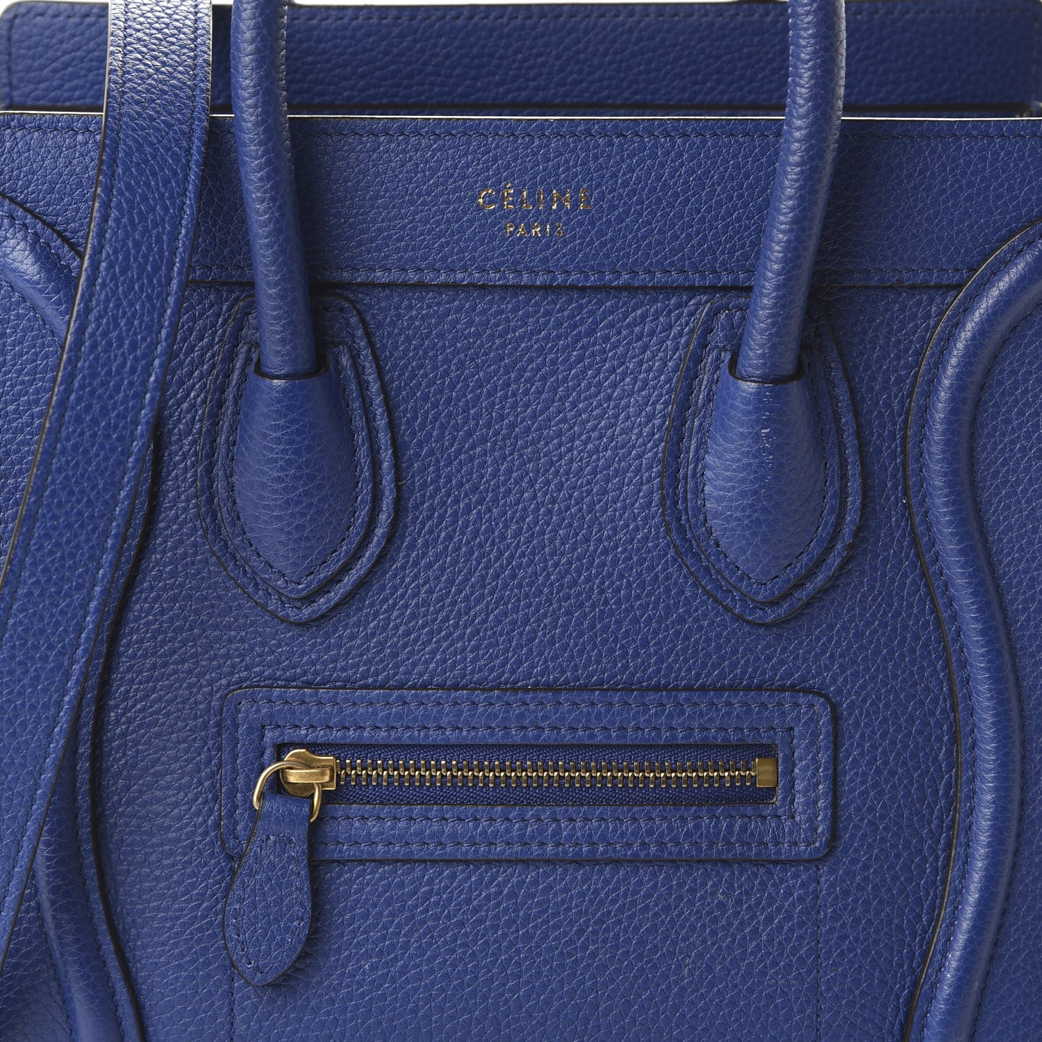 Celine Drummed Calfskin Nano Luggage Indigo 9 of 9