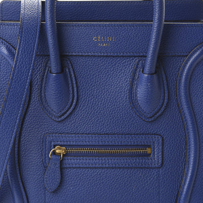 Celine Drummed Calfskin Nano Luggage Indigo 9 of 9