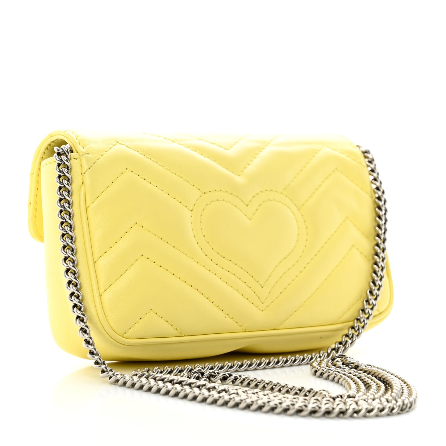 Calfskin Matelasse Super Mini GG Marmont Shoulder Bag Banana