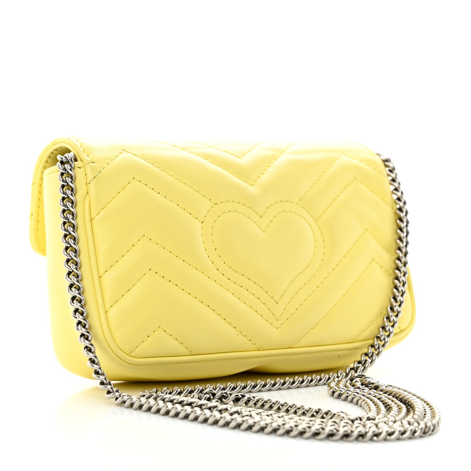 Gucci Calfskin Matelasse Super Mini GG Marmont Shoulder Bag Banana 2 of 11