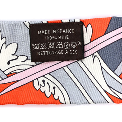 Hermes Silk Faubourg Rainbow Twilly Orange Rose Gris 2 of 4