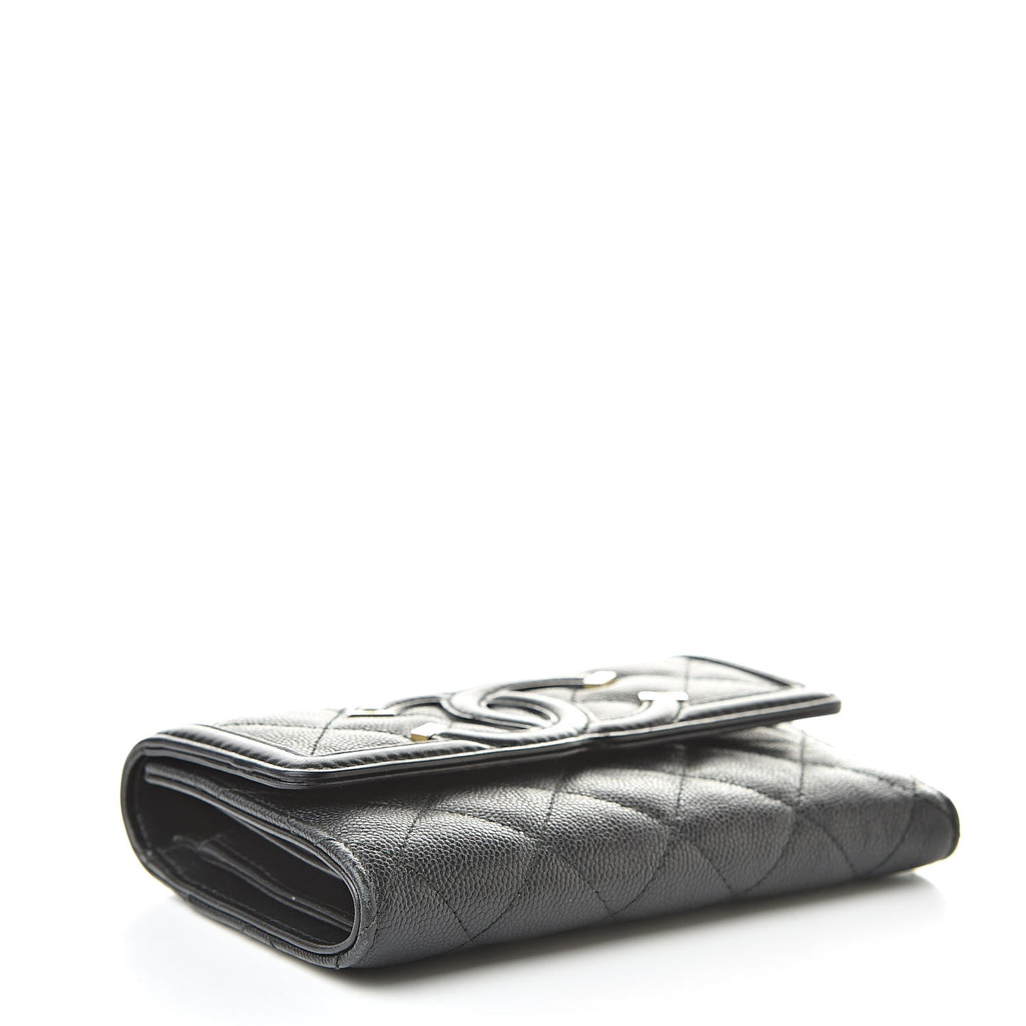 Caviar Quilted Medium Filigree Flap Wallet Black