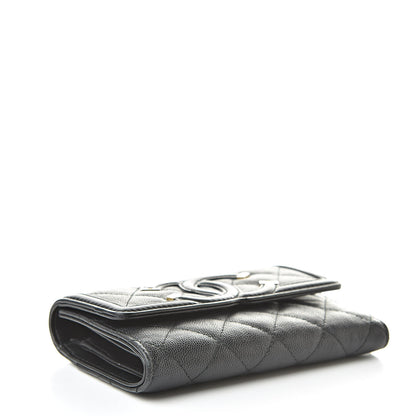 Chanel Caviar Quilted Medium Filigree Flap Wallet Black 4 of 9