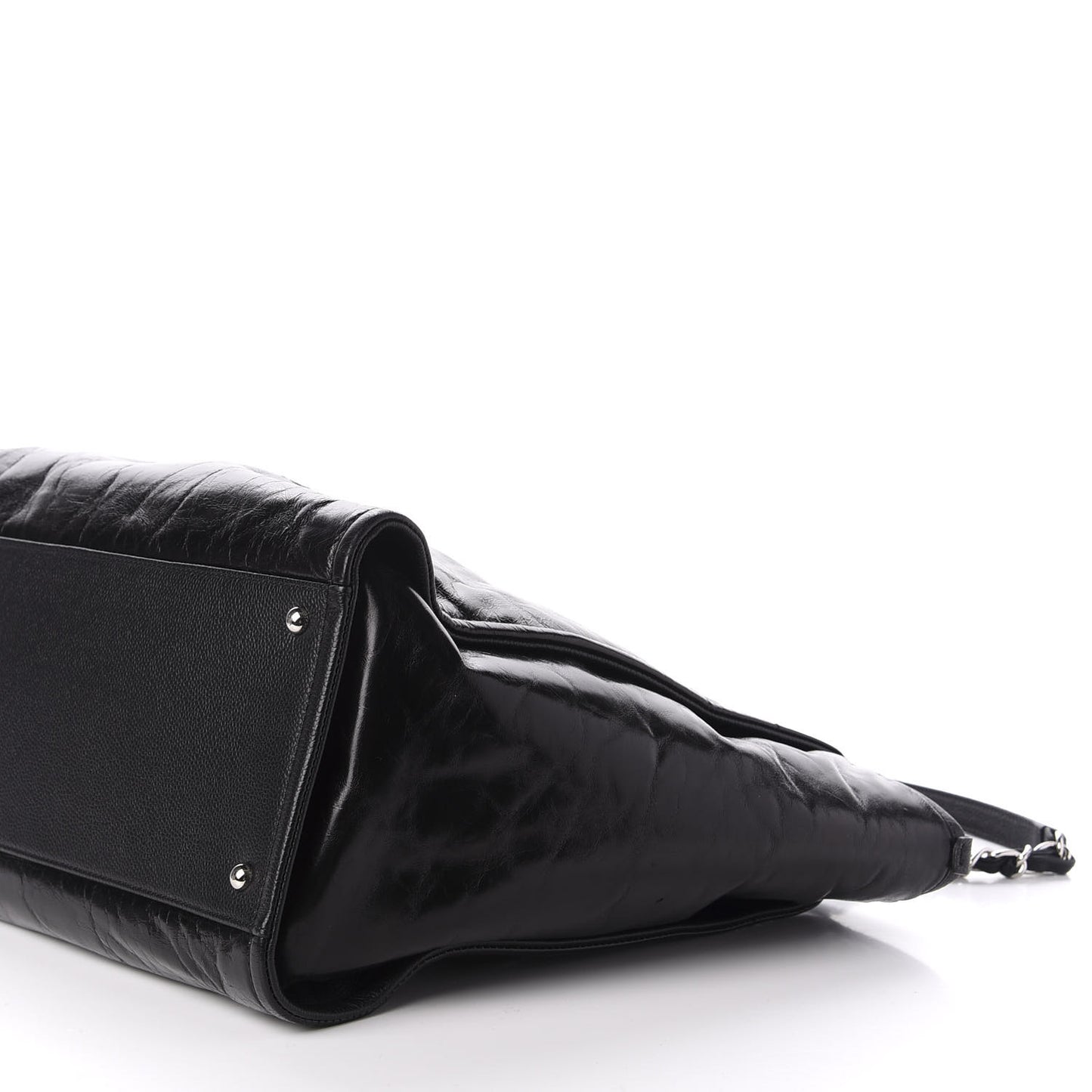 Glazed Calfskin Medium Deauville Tote Black