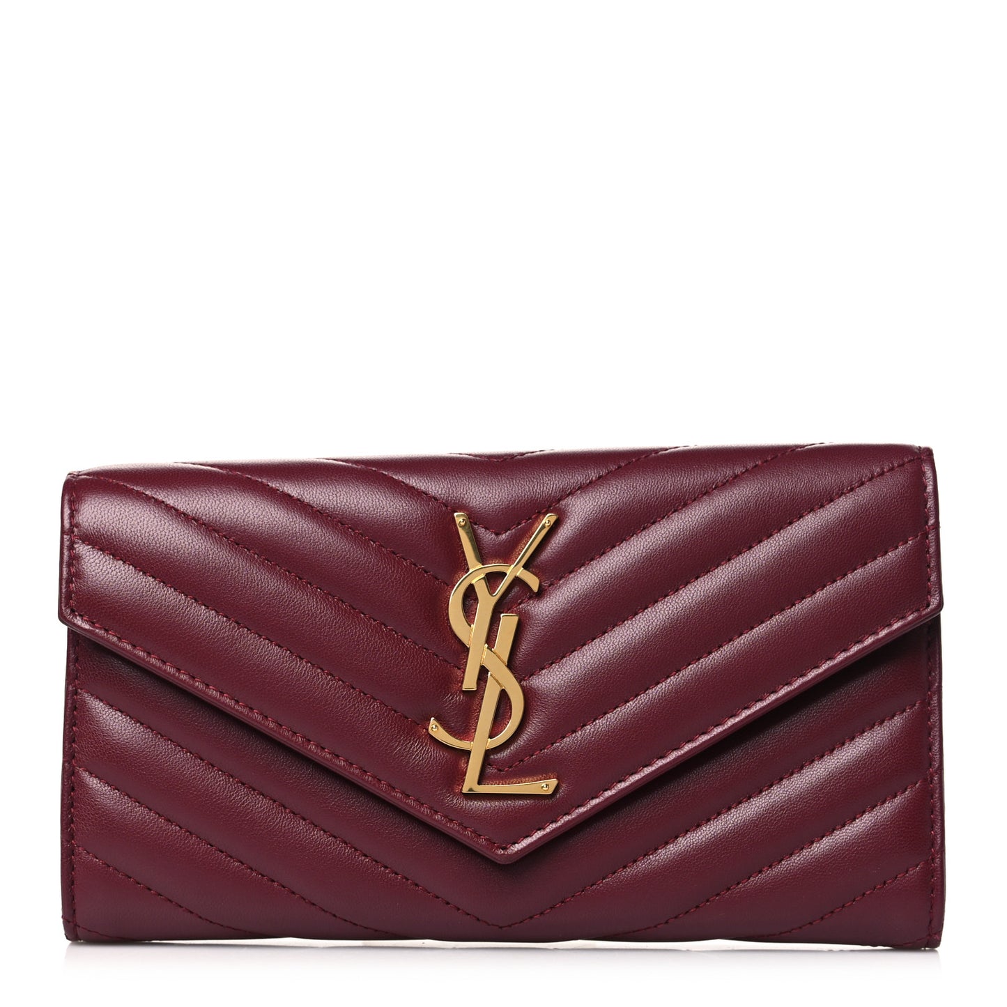 Calfskin Matelasse Chevron Monogram Flap Wallet Palissandre