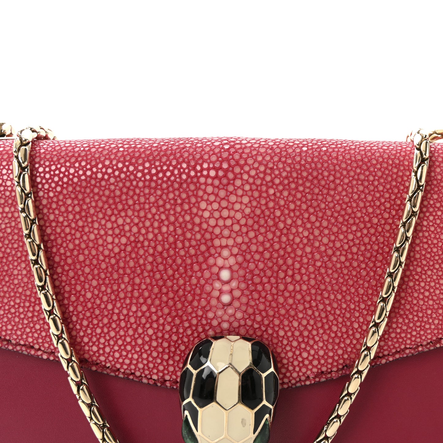 Calfskin Galuchat Serpenti Forever Crossbody Bag Dark Pink