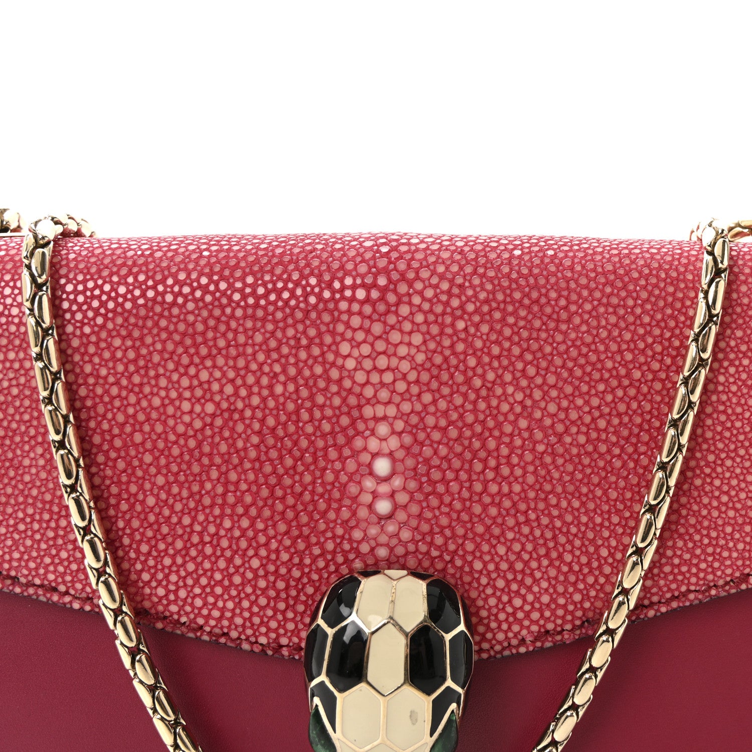 Bulgari Calfskin Galuchat Serpenti Forever Crossbody Bag Dark Pink 7 of 9