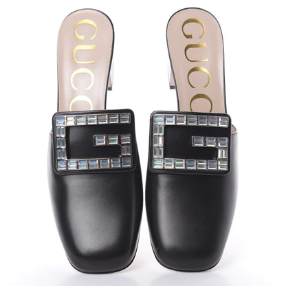 Gucci Malaga Kid Crystal Square G Madelyn Mules 36.5 Black 5 of 9