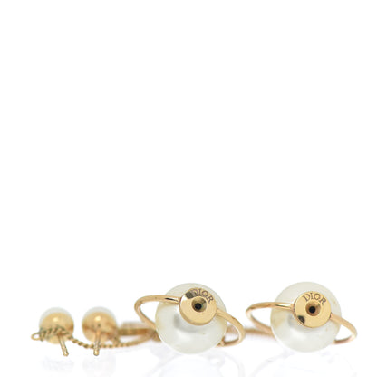 Christian Dior Pearl Tribales Dangle Chain Earrings Gold 3 of 4