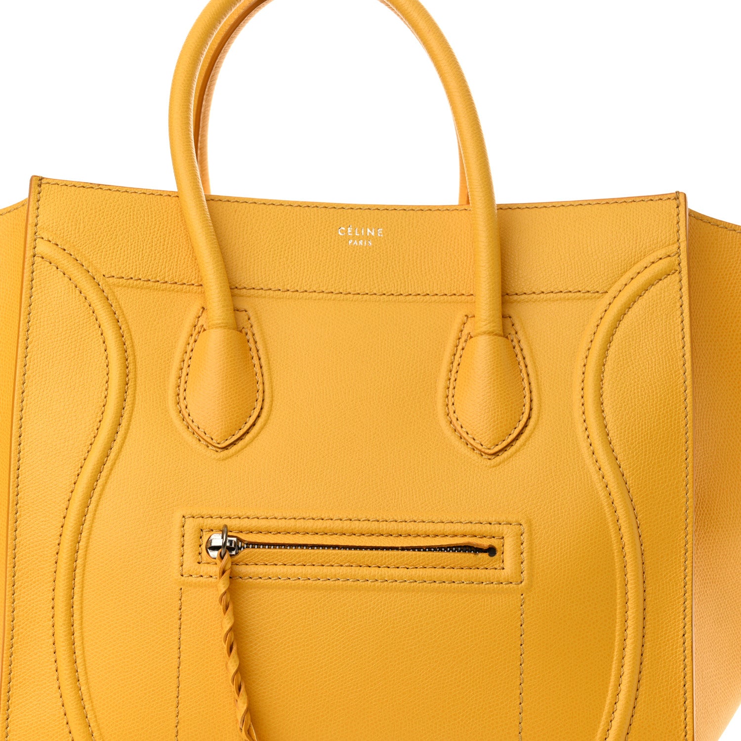 Celine Grained Calfskin Medium Phantom Luggage Saffron 8 of 14