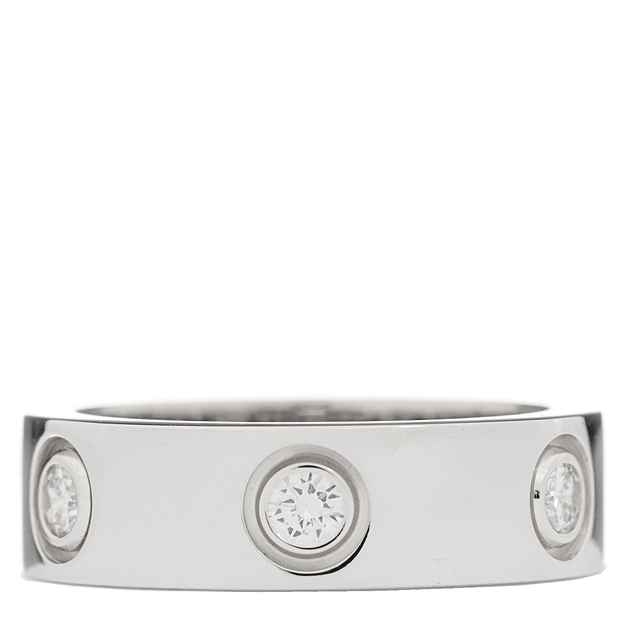 18K White Gold 6 Diamond 5.5mm LOVE Ring 49 5