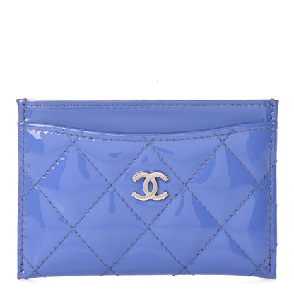 Chanel Patent Quilted Card Holder Blue 1 of 9