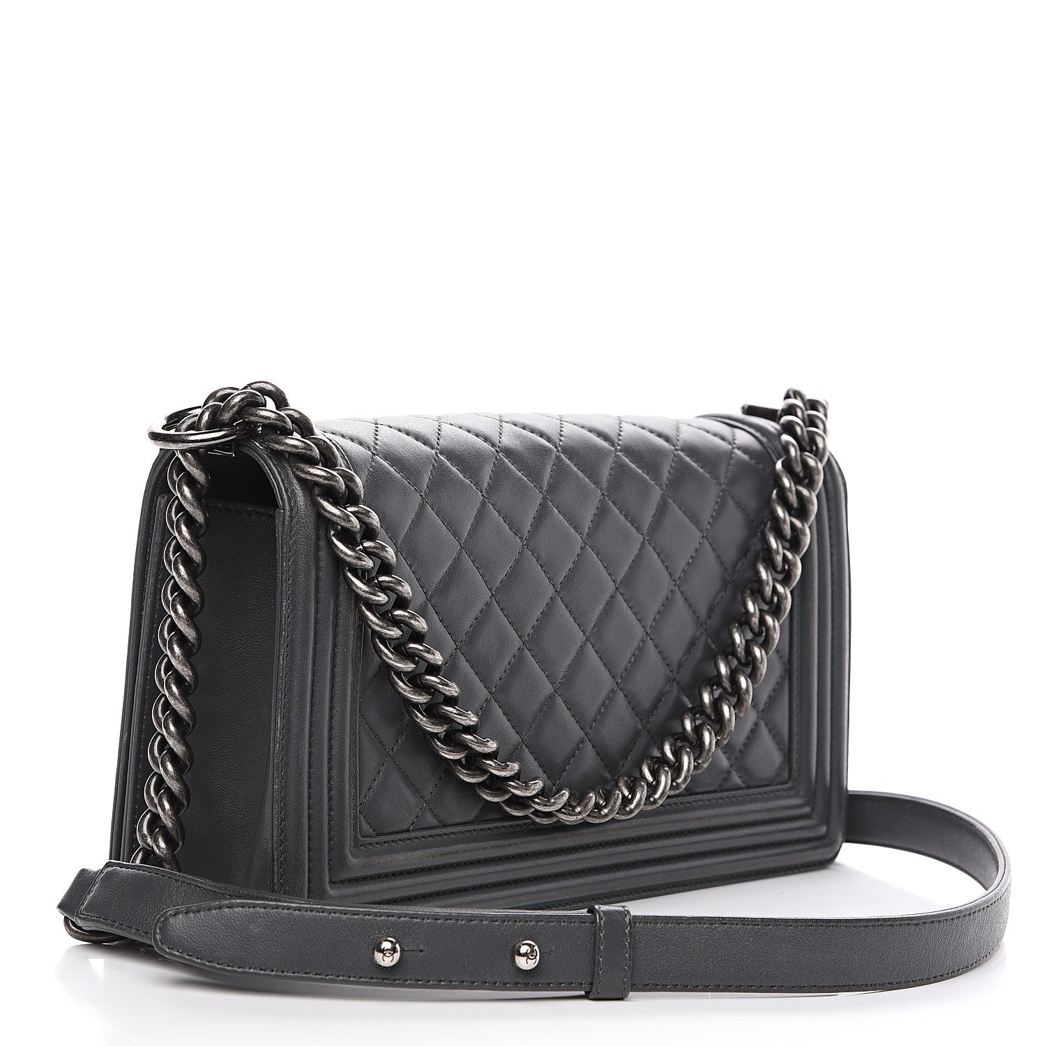 Chanel Lambskin Quilted New Medium Boy Flap Grey 2 of 16