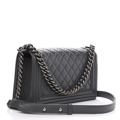 Chanel Lambskin Quilted New Medium Boy Flap Grey 2 of 16