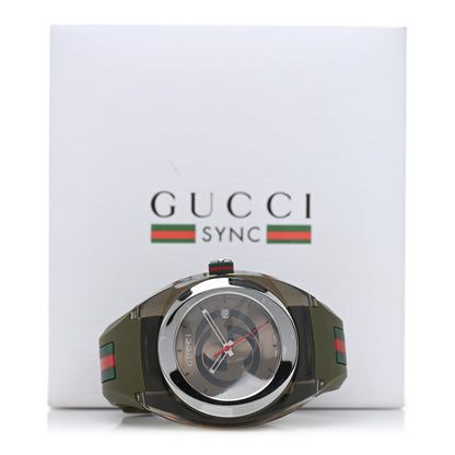Gucci Stainless Steel Rubber 46mm Sync Web Quartz Watch Hunter Green 5 of 5