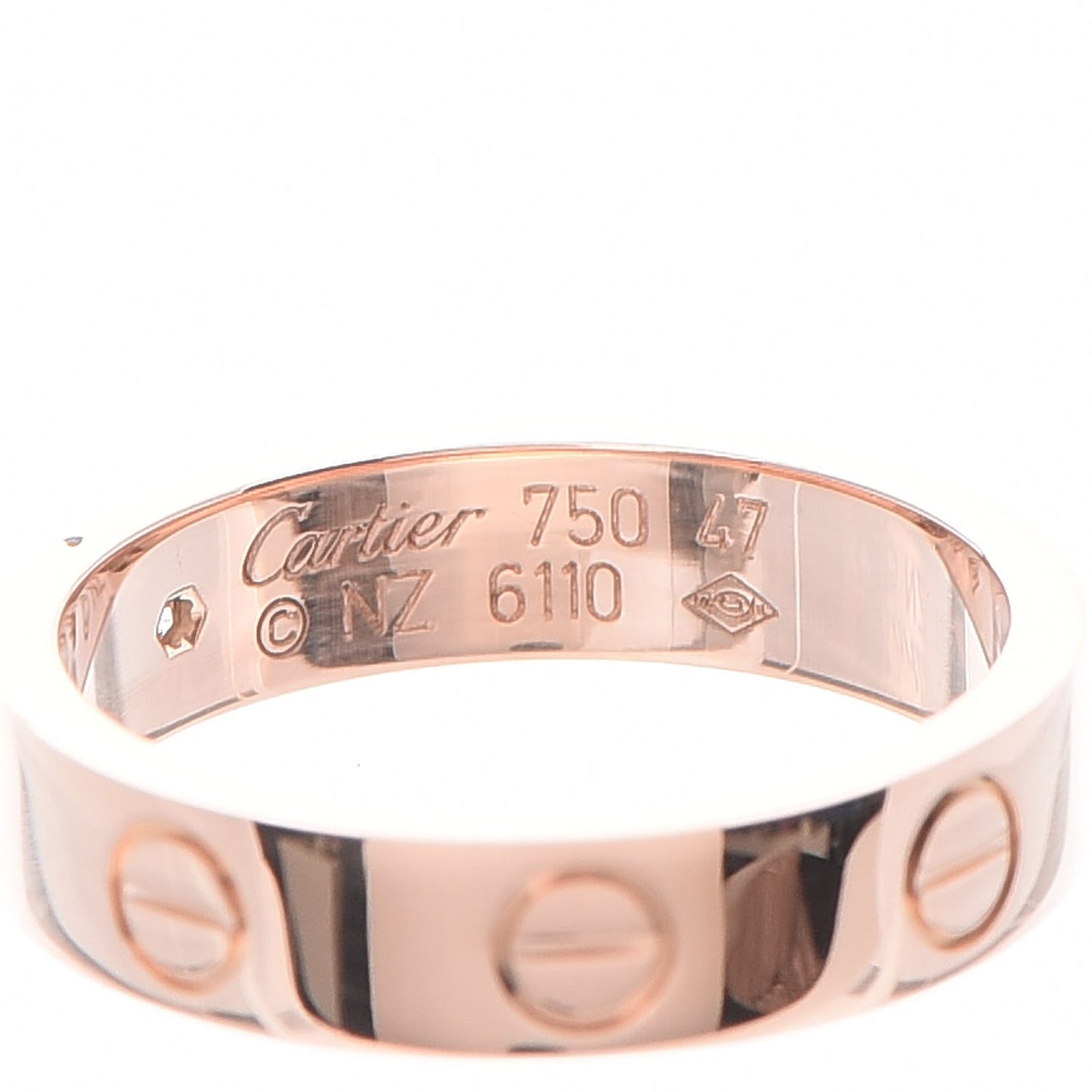 18K Pink Gold Diamond 4mm LOVE Ring 47 4.25