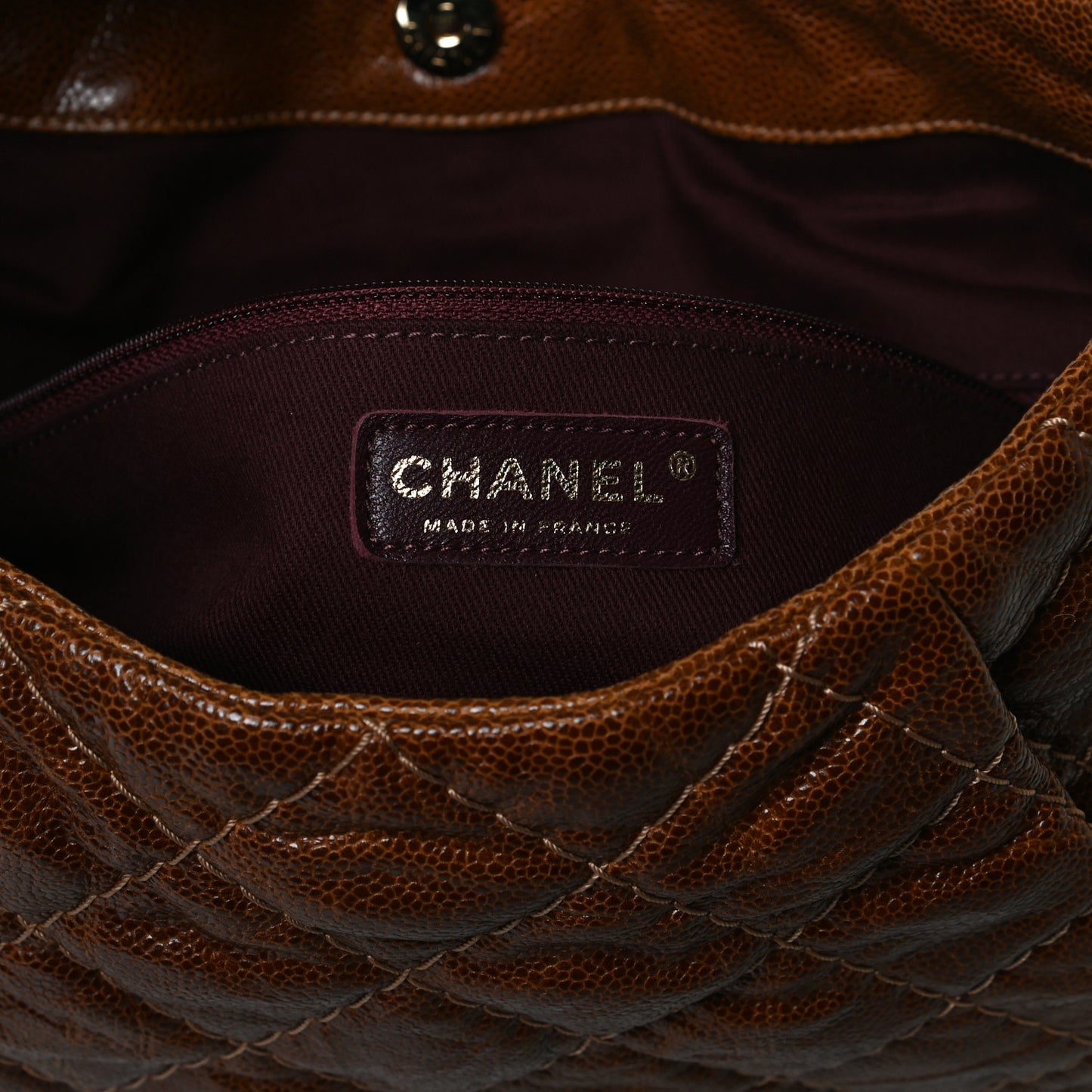 Crumpled Grained Calfskin Coco Pleats Hobo Brown