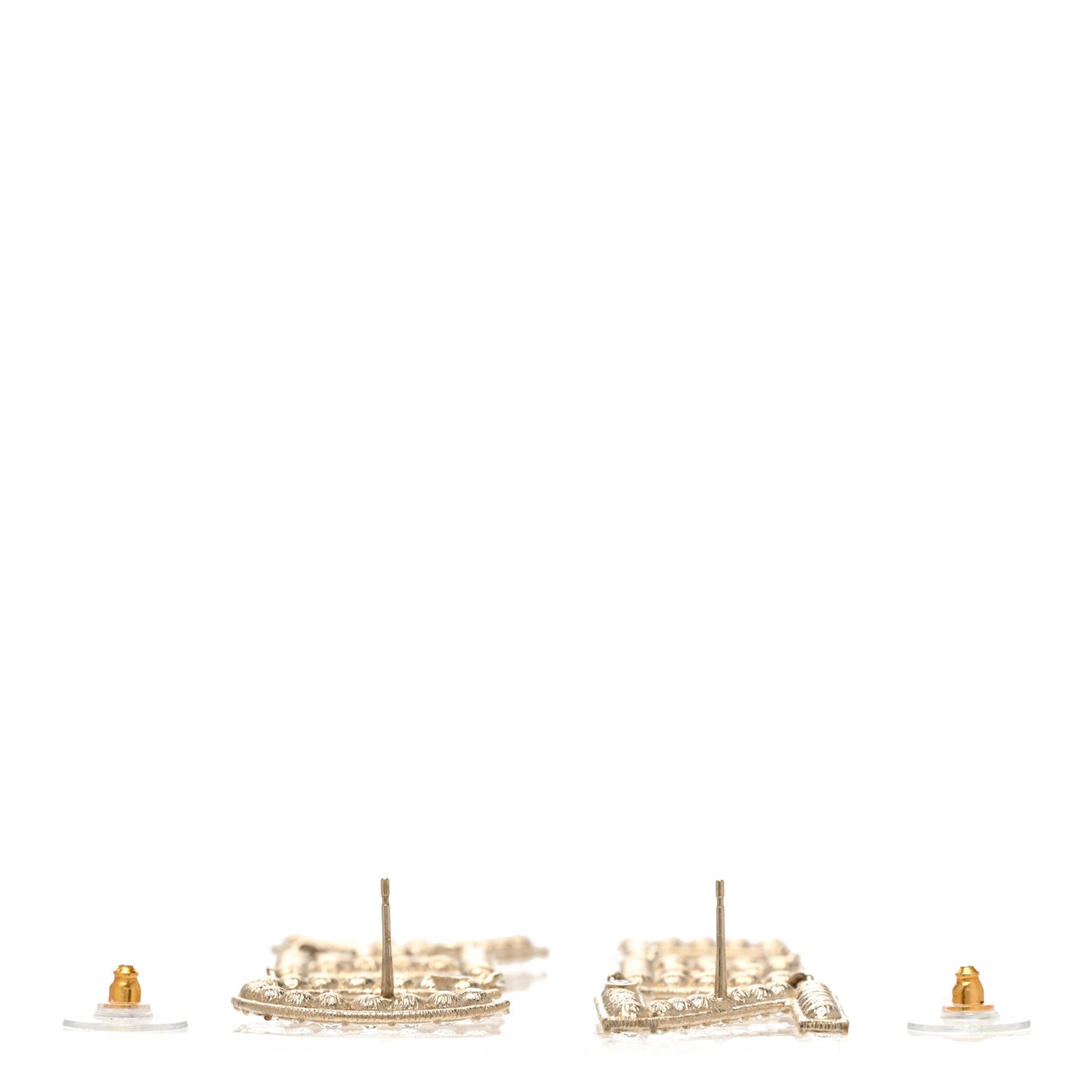 Crystal Cha-Nel Logo Drop Earrings Gold