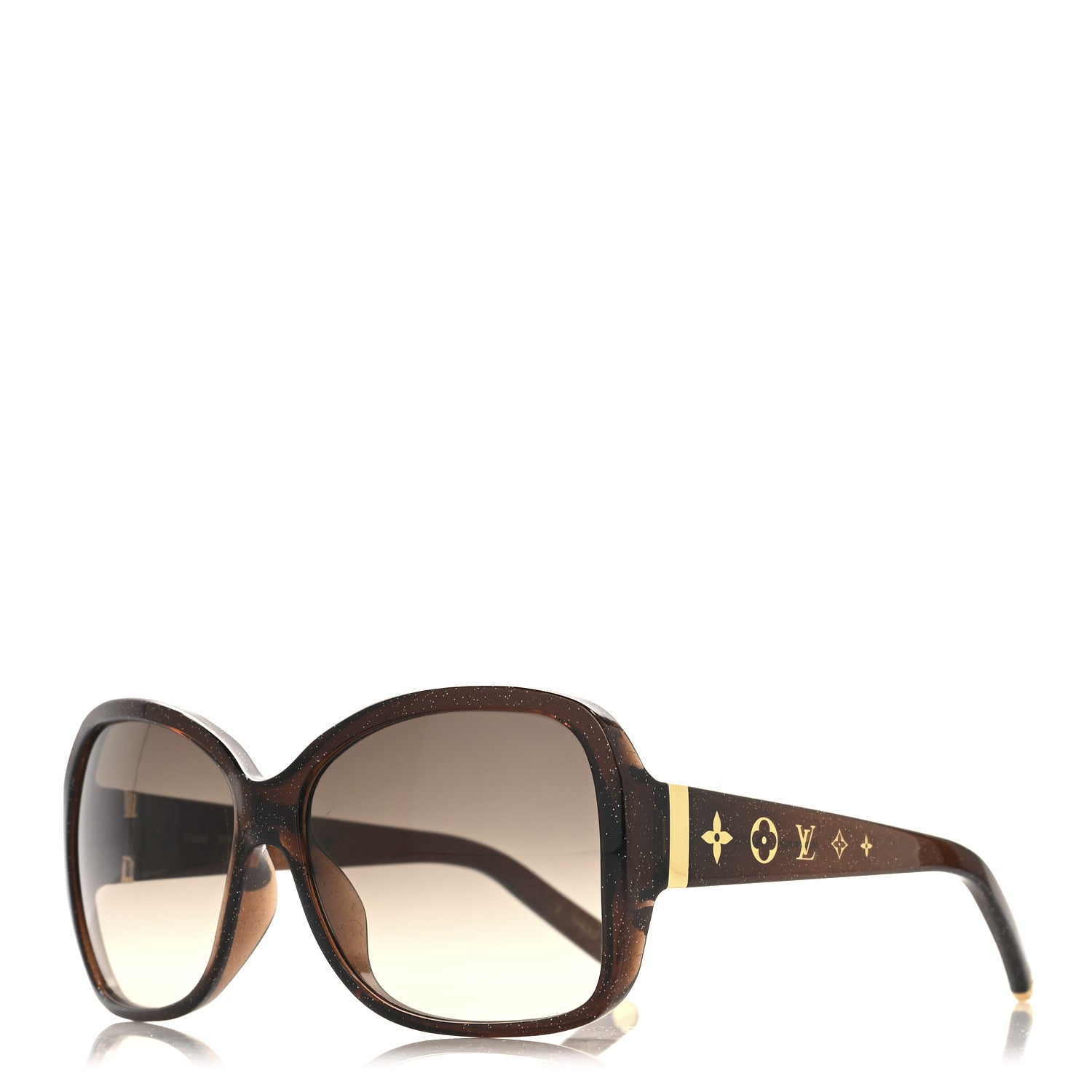 Louis Vuitton Acetate Obsession Round Sunglasses Z1856E Brown Glitter 1 of 7