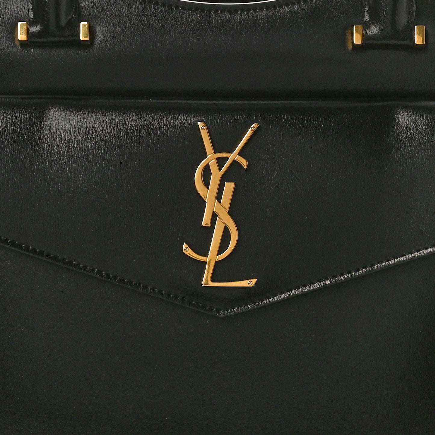 Shiny Calfskin Medium Uptown Tote Black