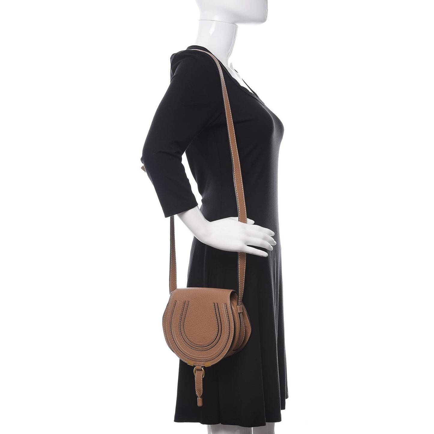 Calfskin Mini Marcie Round Crossbody Bag Nut