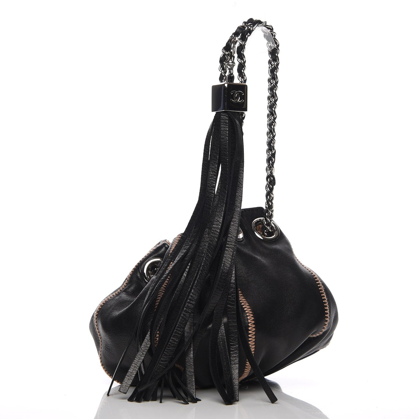 Lambskin Satin Reversible Mini Sac Cordon Black Peach