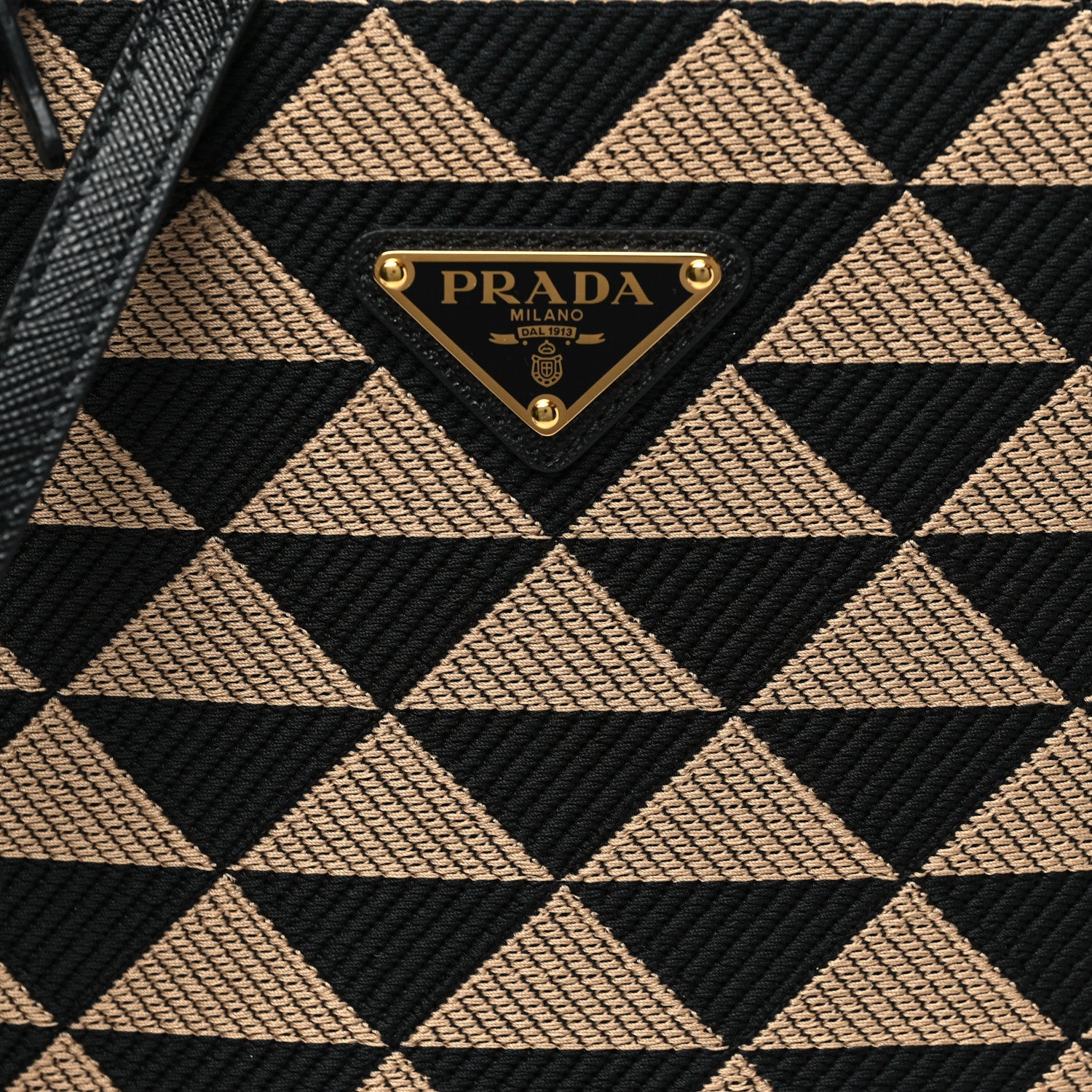Prada Jacquard Saffiano Triangolo Symbole Embroidered Small Tote Black Corda 7 of 10