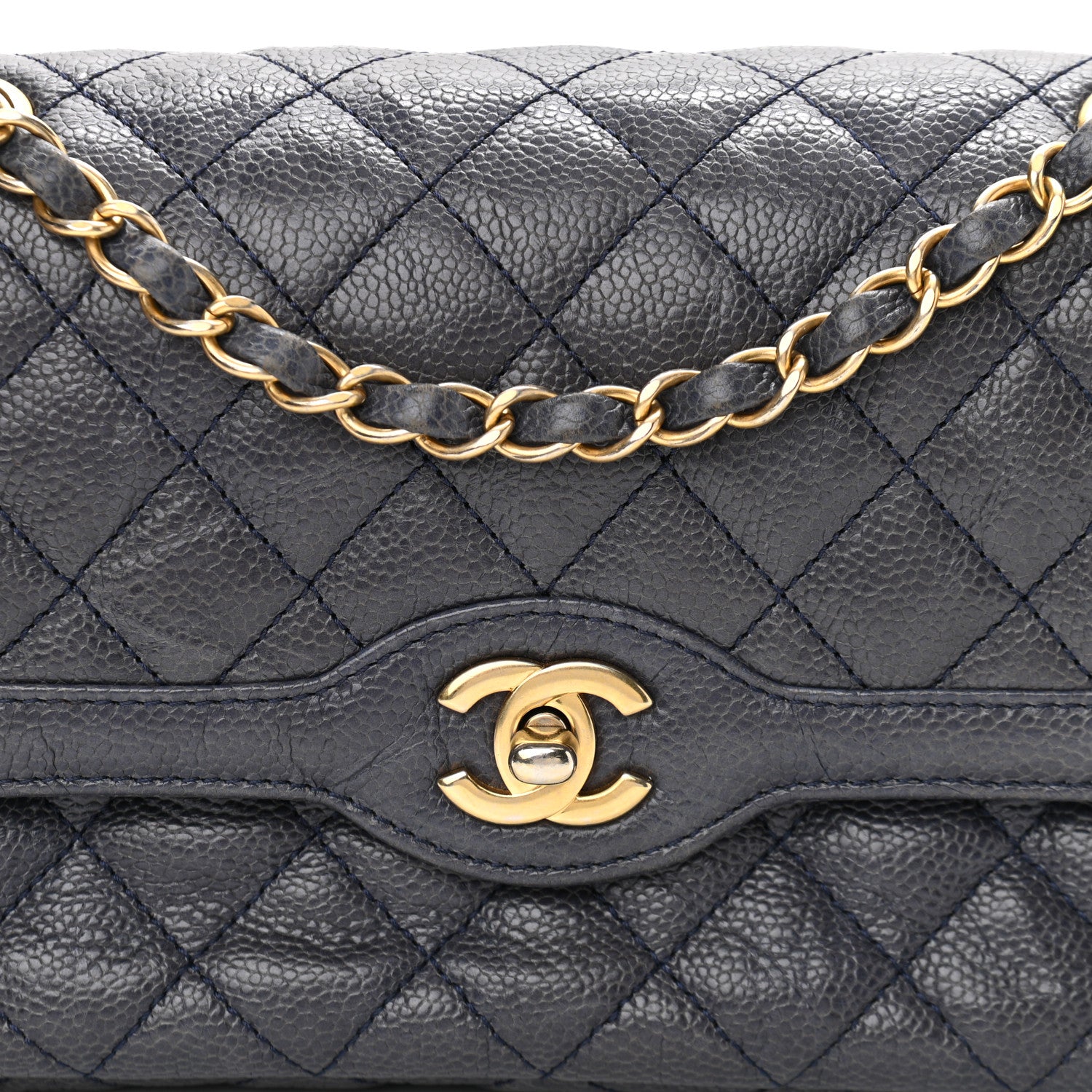 Chanel Crumpled Grained Calfskin Small Two Tone Flap Navy 8 of 10