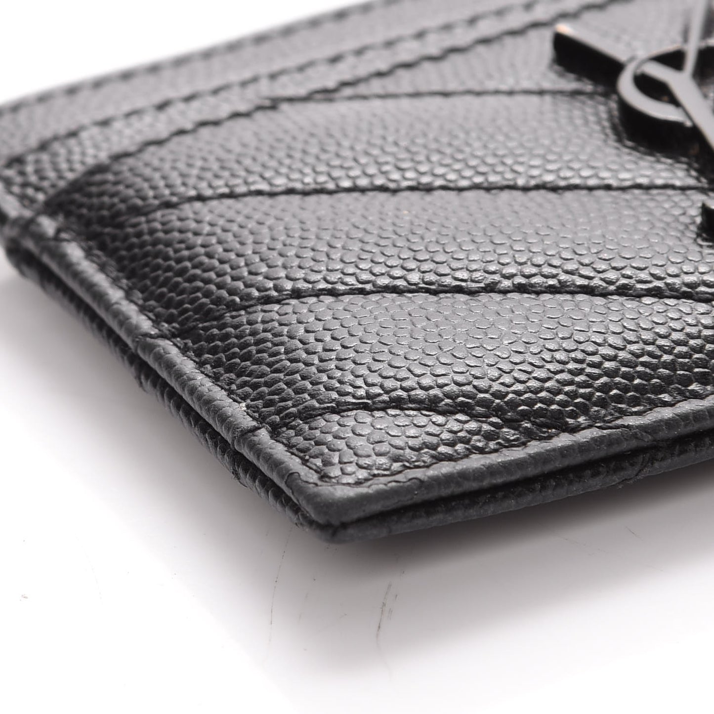 Grain De Poudre Matelasse Chevron Monogram Credit Card Case Black