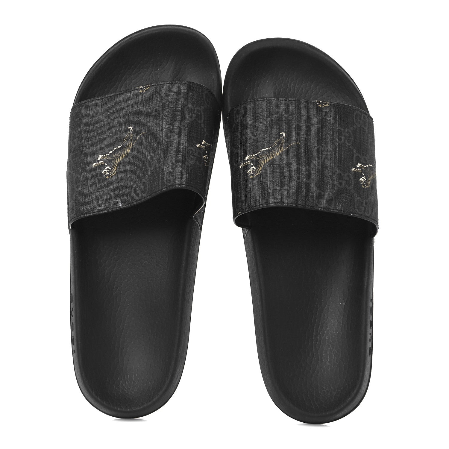 Gucci GG Supreme Monogram Tigers Mens Slide Sandals 10 Black Multicolor 2 of 10