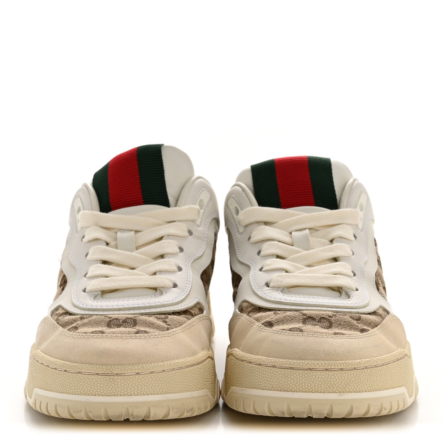 Gucci Calfskin GG Monogram Re-Web Womens Sneakers 39 White Beige Ebony 3 of 11
