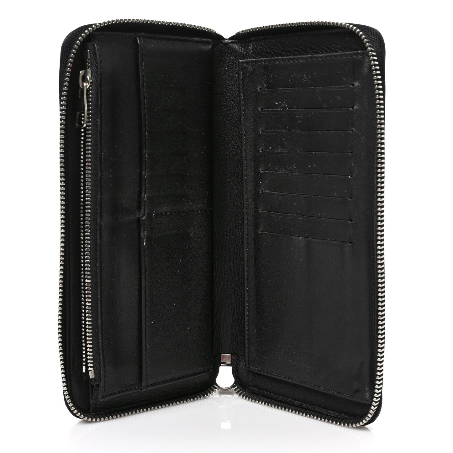Taurillon Vertical Zippy Wallet Black